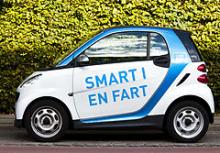 Car2go - lille delebil med gratis parkering. Miljøbil af mærket Smart ForTwo fra Daimler AG.