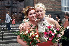 Arkivfoto af homoseksuelt par der bliver registreret på Københavns Rådhus i 2000.Foto: Bent K. Rasmussen / Scanpix